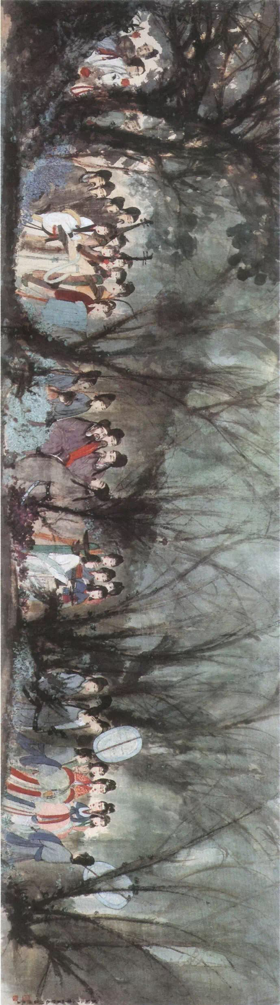 傅抱石1944年9月作《丽人行》，中国嘉德1996年秋季拍卖会，成交价1078万元。