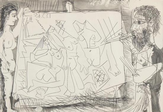 毕加索 Dans I'atelier 32.5 x 47.5cm 西班牙Miguel Marcos画廊
