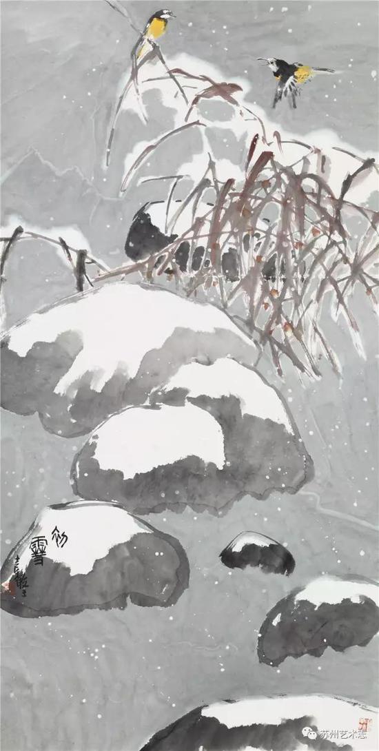 初雪 2004年 国画 136cm×68cm
