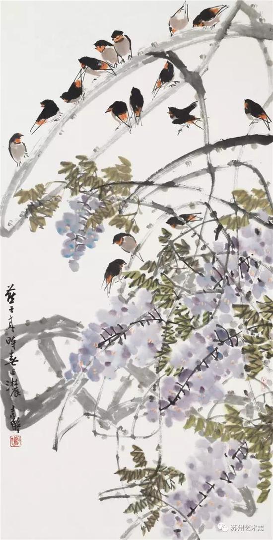 燕子来时春正浓 2003年 国画 136cm×68cm