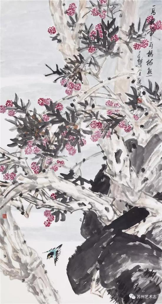 高林带雨杨梅熟 2013年 国画 180cm×97cm