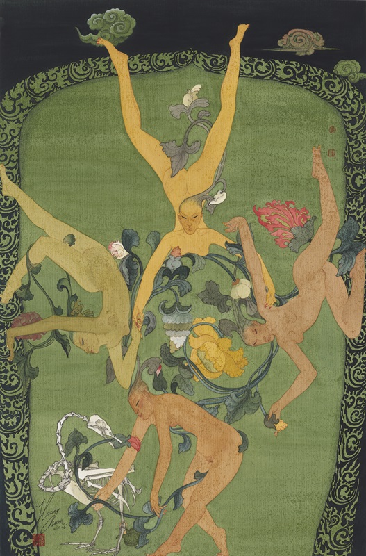 黄欢作品  《万物系列之13》  2016年 绢本重彩 45×68厘米