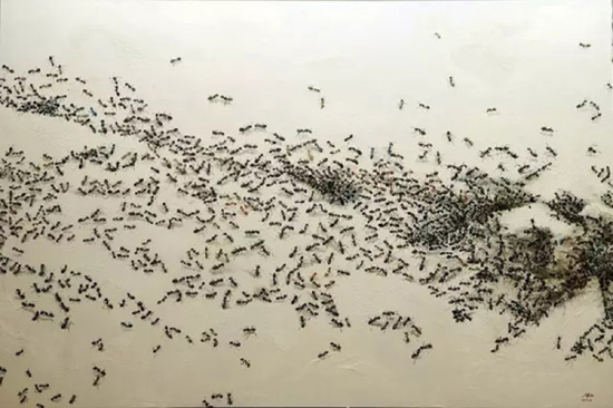 贺丹《黑蚂蚁》  布面油画  200*300cm   2012 