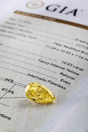 LOT 2093 FINE FANCY INTENSE YELLOW DIAMOND