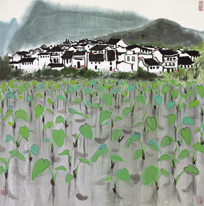 LOT 79 吴冠中?春苗 镜框?设色纸本