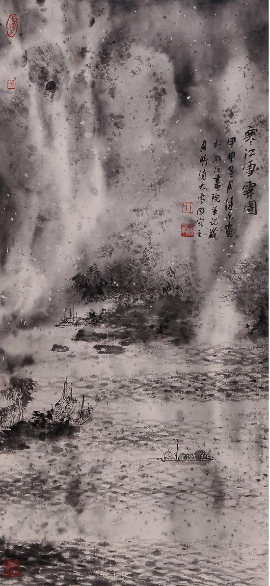 寒江雪霁图  136x68cm