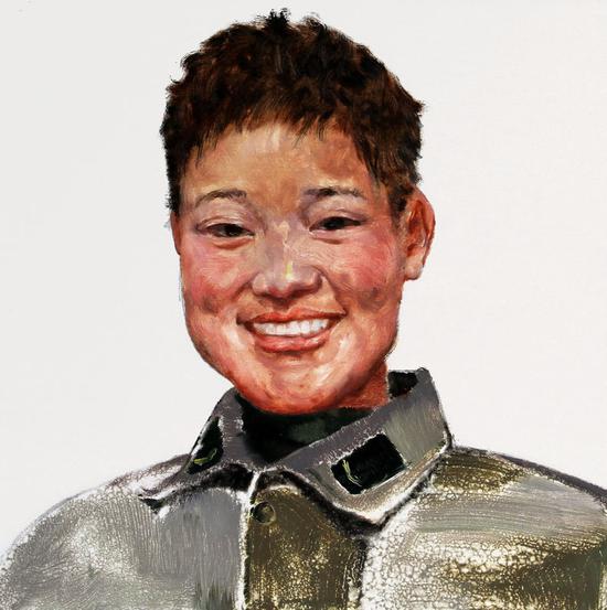 罗敏-布面油彩-女兵肖像-50x50cm-2010