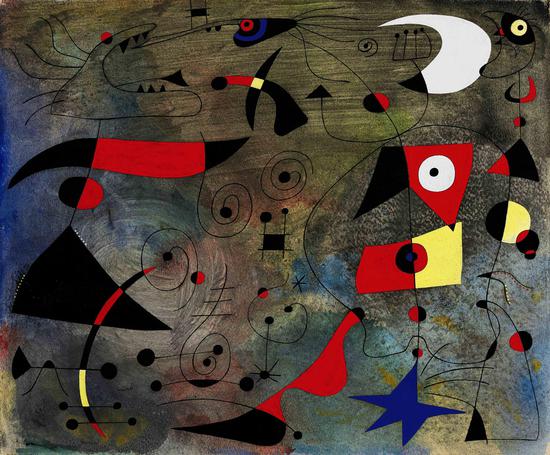 胡安·米罗,《女子与鸟》,38 x 46公分