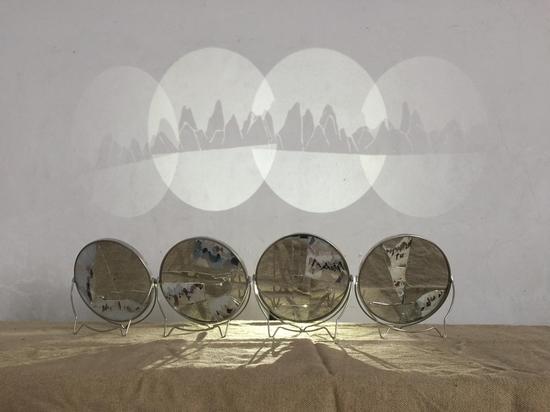 差异&共鸣--10M² ART SPACE当代艺术主题邀请展(图4) 杨中伟作品《山水图》镜面 水彩纸本 尺寸可变 2017年