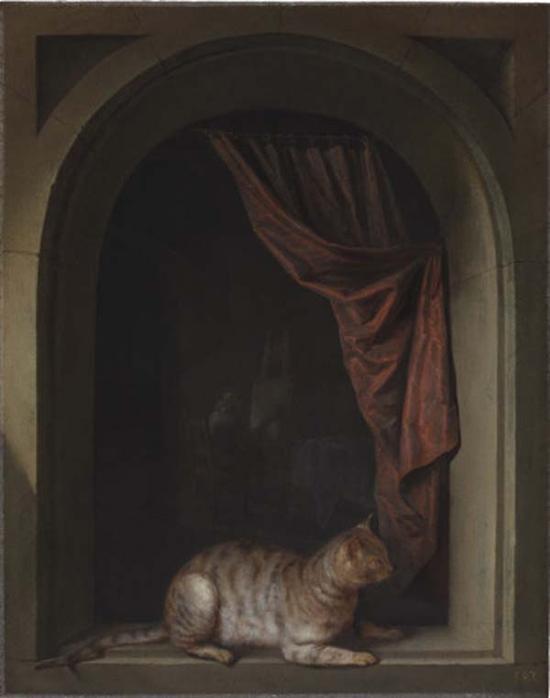 格里特·德奥,艺术家窗口的猫,1657