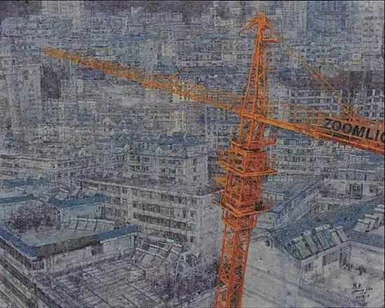 张杰《造城》油画,200×160cm,2014