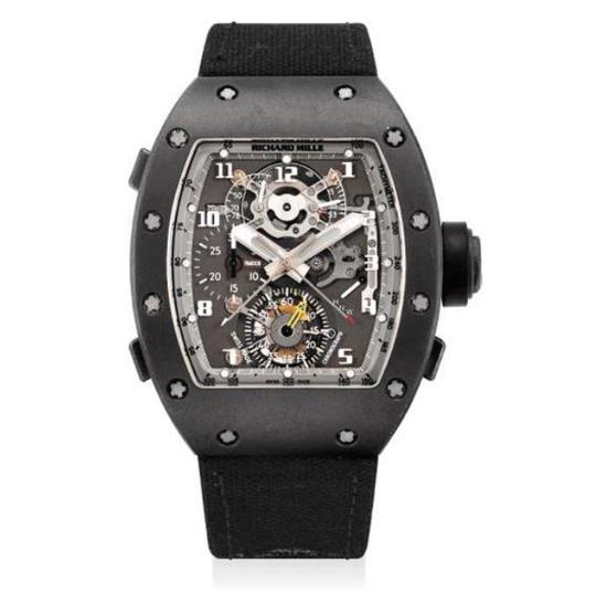 　　“国际钟表界权威Laurent Picciotto私人收藏的43枚当代名表”Richard Mille，型号RM008AE WG，重要及独特，DLC涂层钛金属酒桶形腕表，配追针计时、陀飞轮、吉他、高尔夫球及机芯图片，附证书及盒子，约2006年制，成交价： 港元$2，840，000