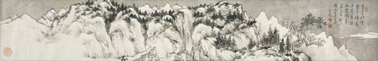 Lot27 溥心畬（1896-1963）  林壑凝寒图卷 手卷 设色纸本 14.3×86cm. 约1.1平尺 