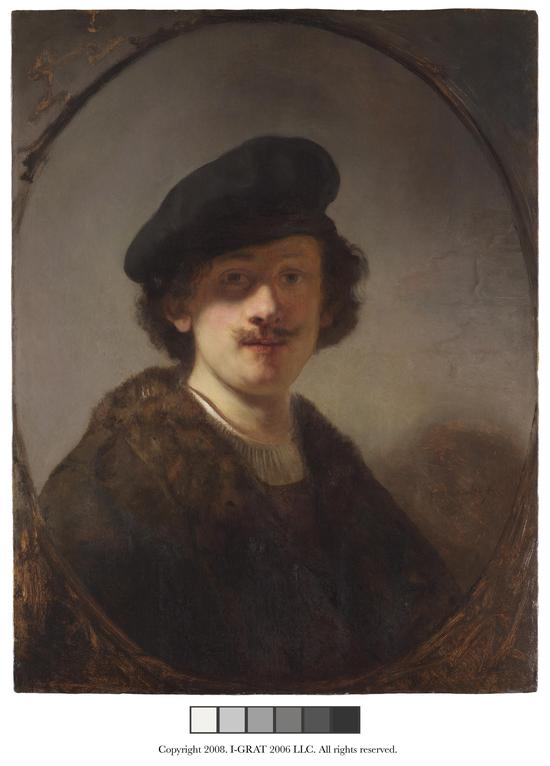 伦勃朗?范?莱茵 (1606-1669)
《双眼被阴影覆盖的自画像》
1634年
木板油画
71.1×56厘米