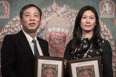 刘益谦以3.48亿港元拍到《永乐御制红阎摩敌刺绣唐卡》 