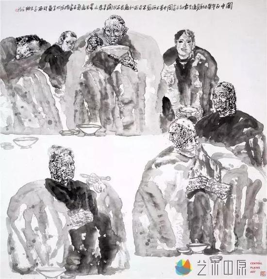 《关中正午》纸本水墨200cm×190cm

　　2003年