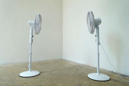 　　王恩来，Wang Enlai, 一个落地扇和另一个落地扇， One Floor Fan and Another,装置， Installation,  尺寸可变, Variable Size，2017
