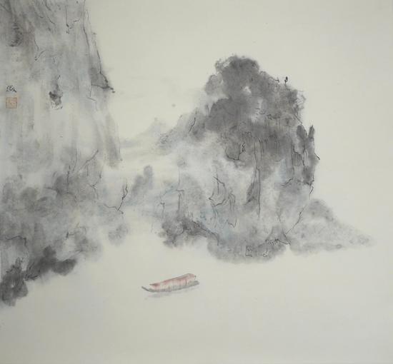 皇帝岛印象45×48.5cm 纸本水墨 2017 Impression of Emperor Island， Water-ink on rice paper
