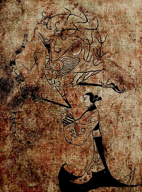 东周·楚国帛画《龙凤仕女图》（距今2300多年前）