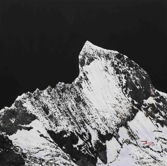 周墨 《雪山》系列3  100x100cm  综合材料 2015