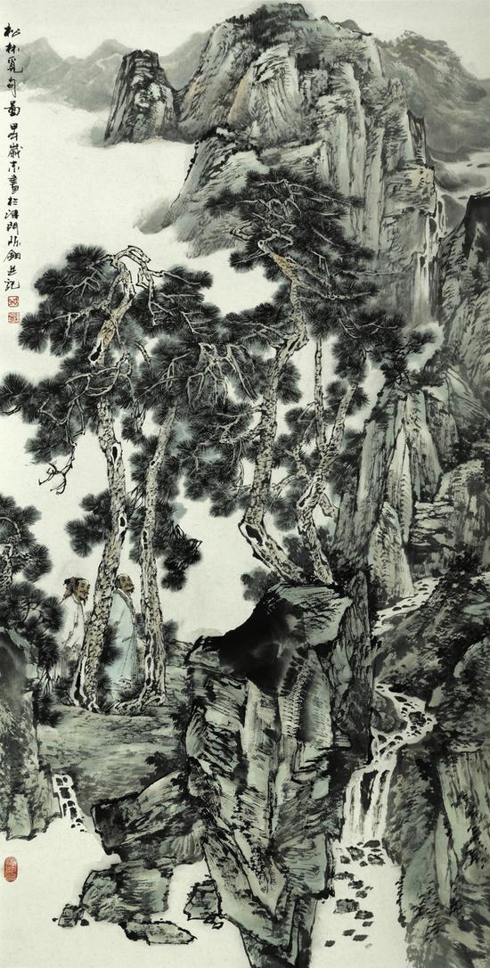 陈钢作品-松林觅句图 66x132cm