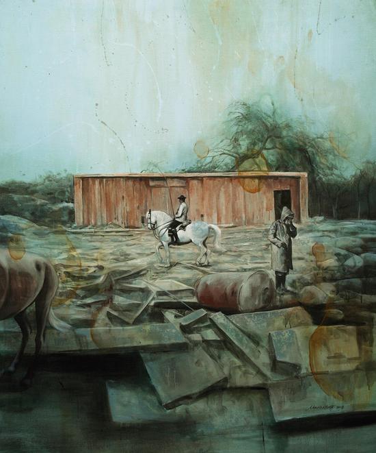 　　毛艳阳.《被遗忘的时光》.2014.布面丙烯.180×150cm. Mao Yanyang.The forgotten time.2014. Acrylic on canvas.180×150cm._副本