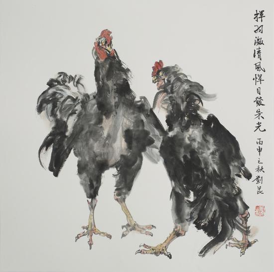 《挥羽激清风》2016年 68x68cm