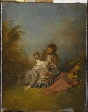 　　《错误的一步》（Le Faux pas），安东尼·华托（Antoine Watteau），卢浮宫博物馆，巴黎Photo (C) RMN-Grand Palais / Franck Raux