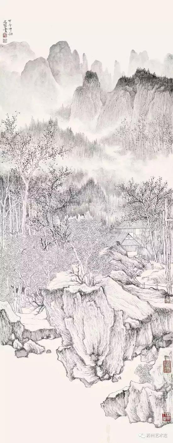 徐光聚 山路元无雨 空翠湿人衣 100x39cm 2014年