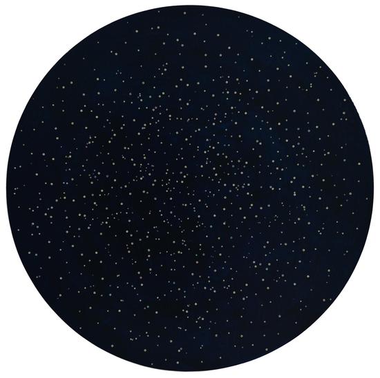 夜曲NO.3 丙烯与乐谱圆片于亚麻布 直径116cm 2014