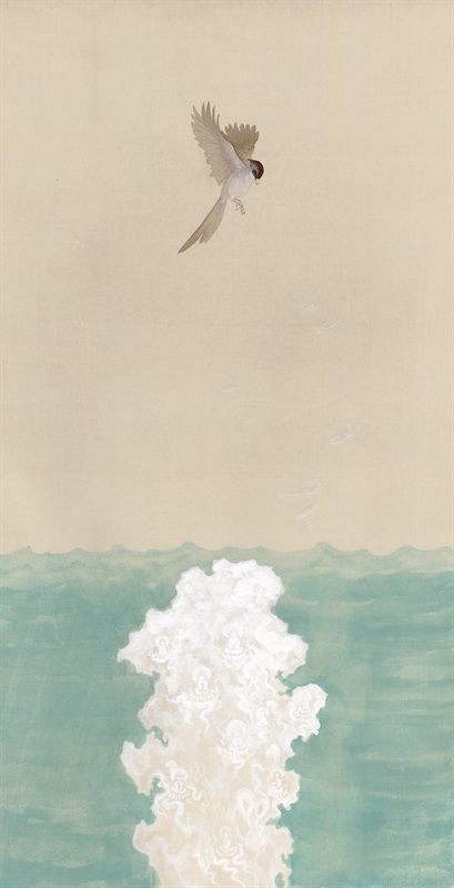 《妙法莲华》系列   绢本水墨设色   85×35cm   2017