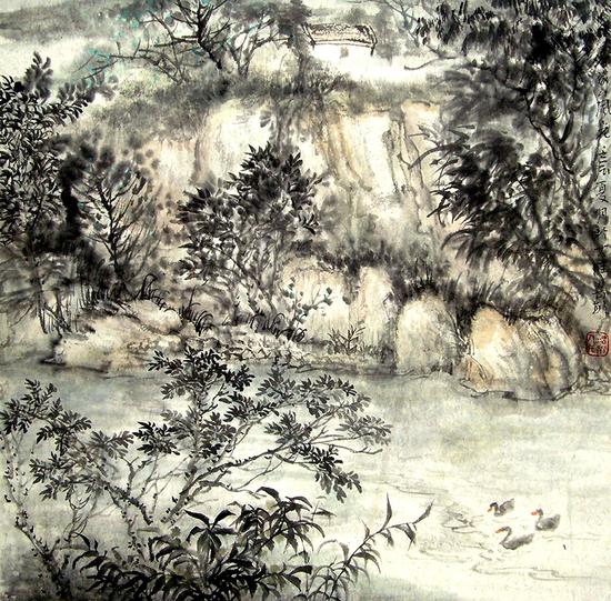 春江水暖 50乘50cm 2012