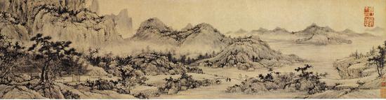 明代 洪崖山房图 陈宗渊 27.1x106.2cm 