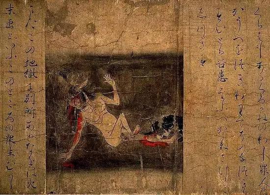 “发火流地狱”，《地狱草纸》（じごくぞうし）日本平安时代（12世纪），东京国立博物馆藏