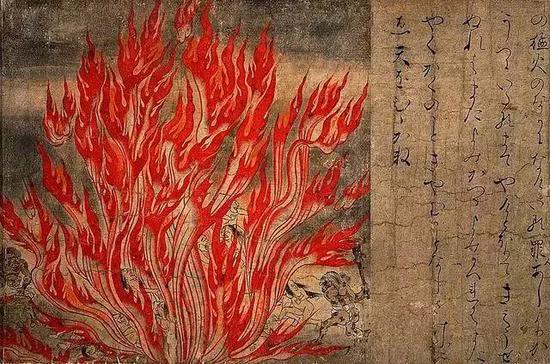 “云火雾地狱”，《地狱草纸》（じごくぞうし）日本平安时代（12世纪），东京国立博物馆藏
