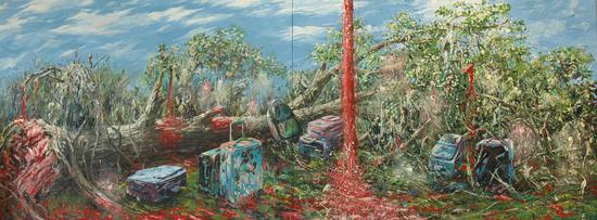 徐小国，某年某月梦见白天鹅，600x225cm,布面油画，2009