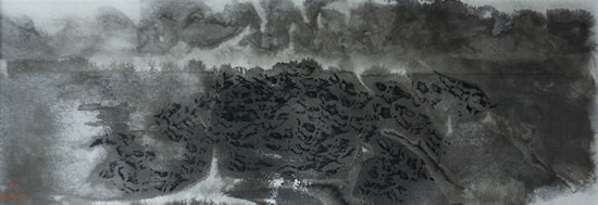 《墨韵贡嘎-冲和之气》,纸本水墨,2016年,69cm×24cm