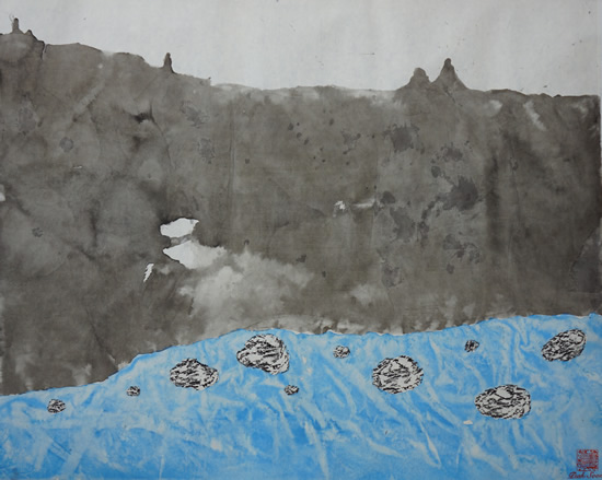 《康定风情-折多河沿岸风光3》，纸本设色，2017年，100cm×69cm