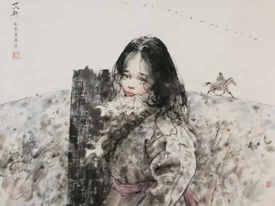 雁南飞,水墨,六尺对开