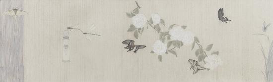 高茜 花笺记之五41x133cm  纸本设色   2014