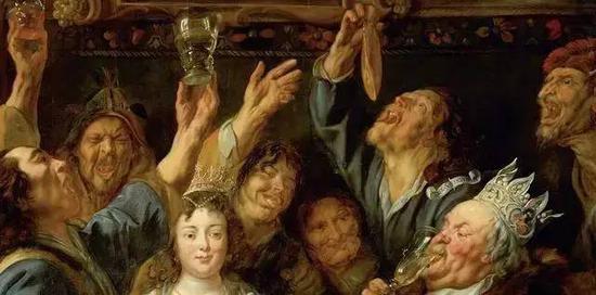 　　Detail from The Feast of the Bean King, Jacob Jordaens, 1640-1645 (Collection: The Kunsthistorisches Museum)