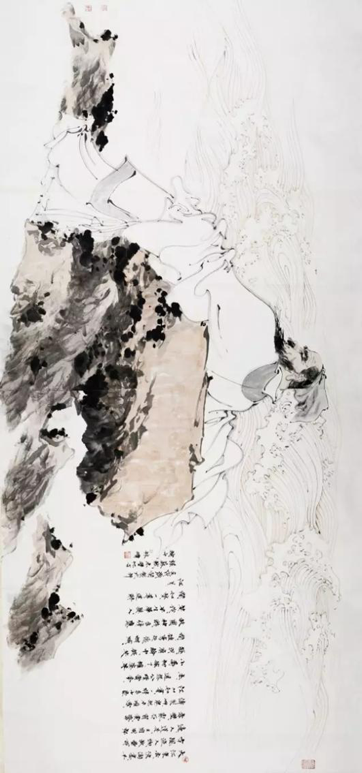 林墉 赤壁怀古   镜片 设色纸本  174×371cm 