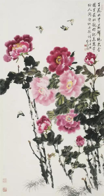 方楚雄 牡丹  立轴 设色纸本  150×81cm 