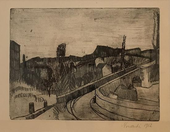 博洛尼亚萨韦纳河上的桥,版画,1912