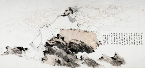 林墉 赤壁怀古 镜片 设色纸本 174×371cm