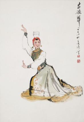 杨之光 盅碗舞 立轴 设色纸本 58.5×40 cm