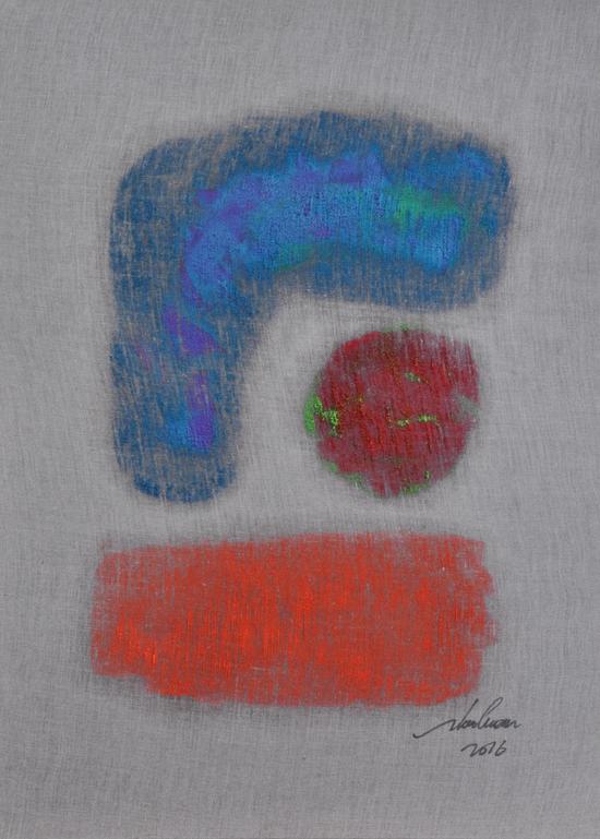 青色紫色与红色绿色橘色 60×80cm 综合材料 2016
