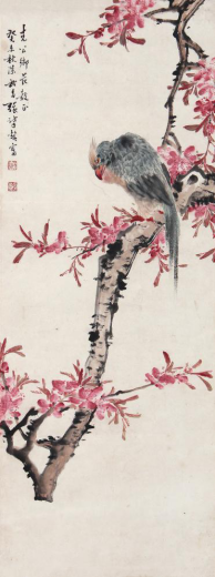 出自北京市文物商店
张肇铭   花鸟   90x34.5cm  约2.8平尺  RMB：20000-30000