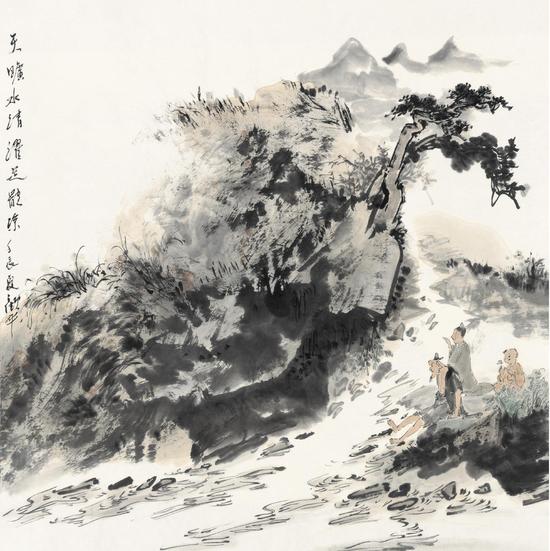 顾平，天旷水清，濯足体凉68CM68CM2012 