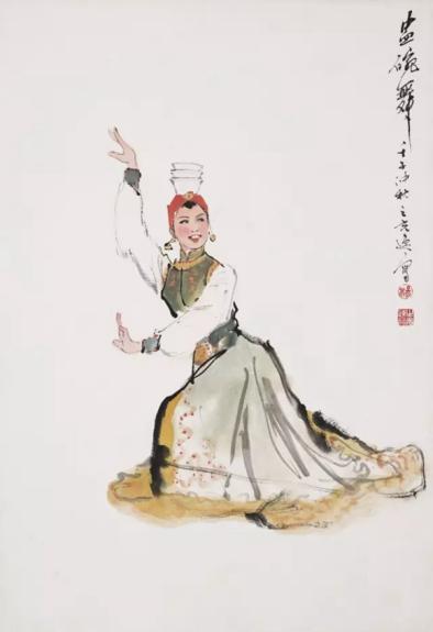 杨之光 盅碗舞 立轴 设色纸本 58.5×40cm